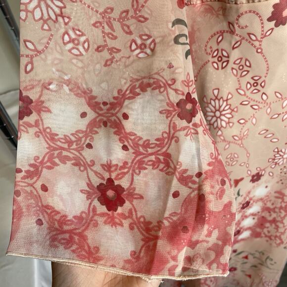 Vintage Jonathan Martin Women's Peach Floral Chiffon Midi Dress Size 14 Flowy - Picture 9 of 11